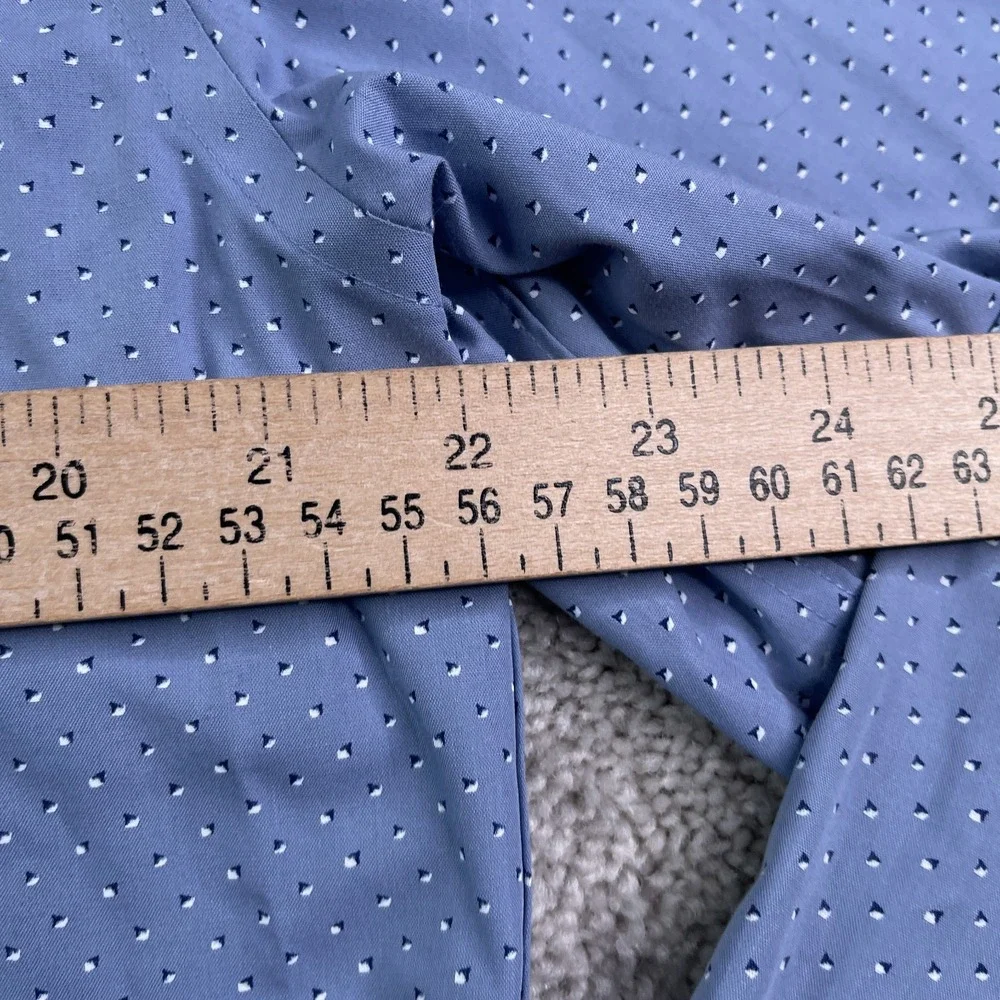 Banana Republic Shirt Mens Large Blue Geometric Slim Fit Non‎ Iron Button Up